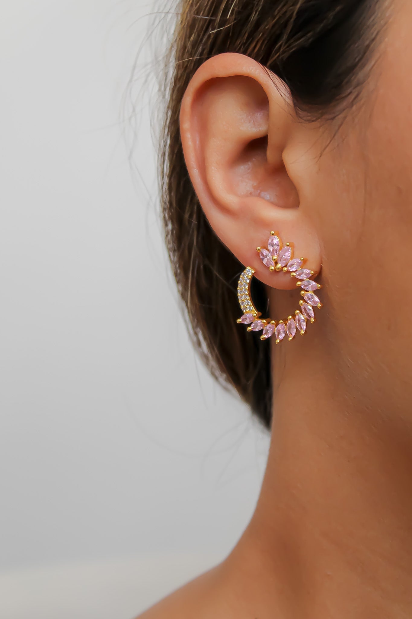 Colorful Golden Viper Earrings with Zirconia Stones - 18K Gold Plated, Lightweight Design, Pierced Ears | Bombay Sunset Sustainability Values Bijou Her