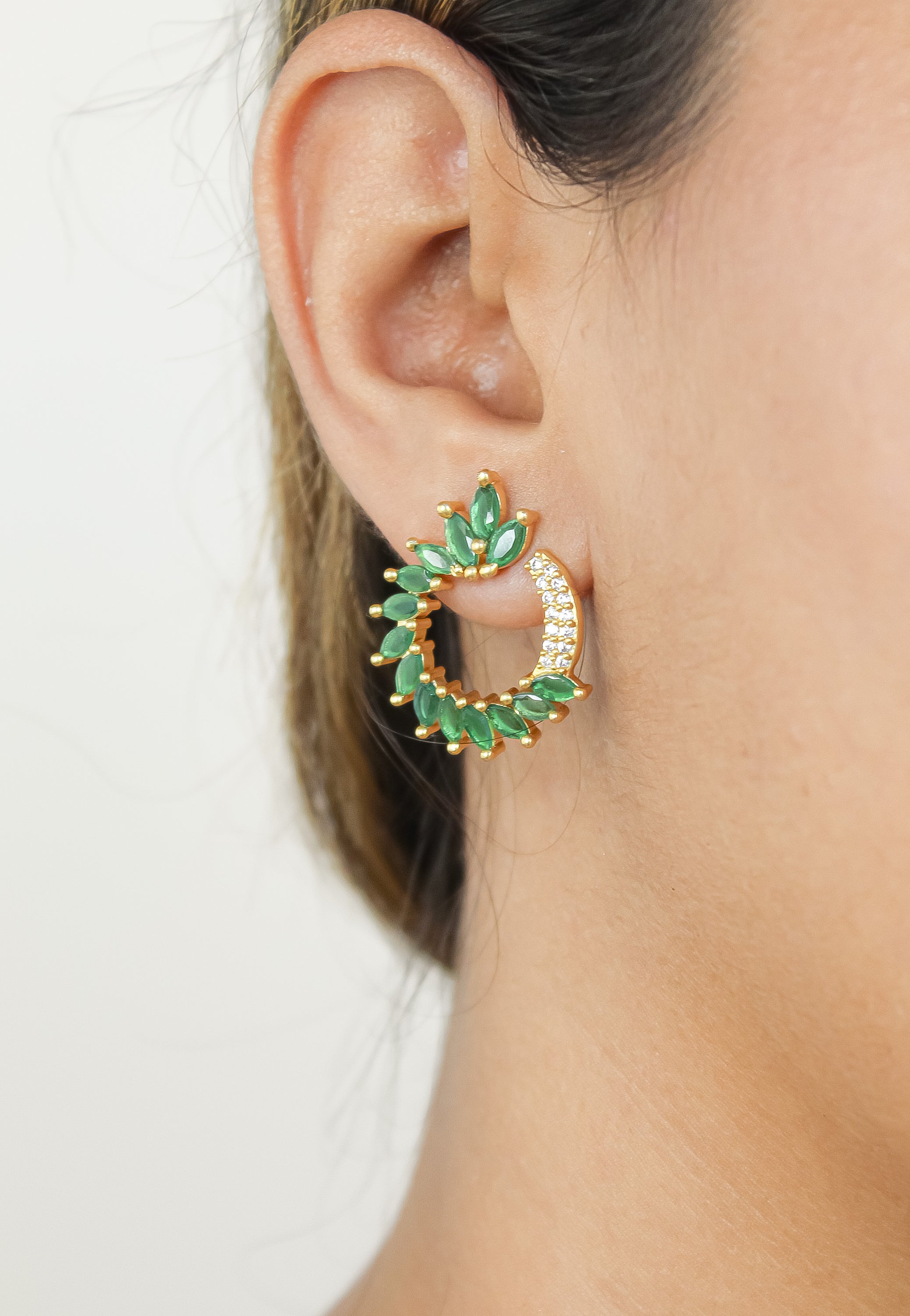 Colorful Golden Viper Earrings with Zirconia Stones - 18K Gold Plated, Lightweight Design, Pierced Ears | Bombay Sunset Sustainability Values Bijou Her