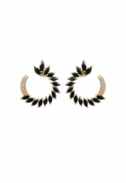 Colorful Golden Viper Earrings with Zirconia Stones - 18K Gold Plated, Lightweight Design, Pierced Ears | Bombay Sunset Sustainability Values Bijou Her