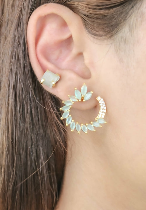 Colorful Golden Viper Earrings with Zirconia Stones - 18K Gold Plated, Lightweight Design, Pierced Ears | Bombay Sunset Sustainability Values Bijou Her