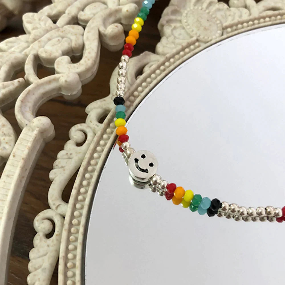 Colorful Happy Face Beaded Necklace for Summer Fashion and Gift Ideas Bijou Her