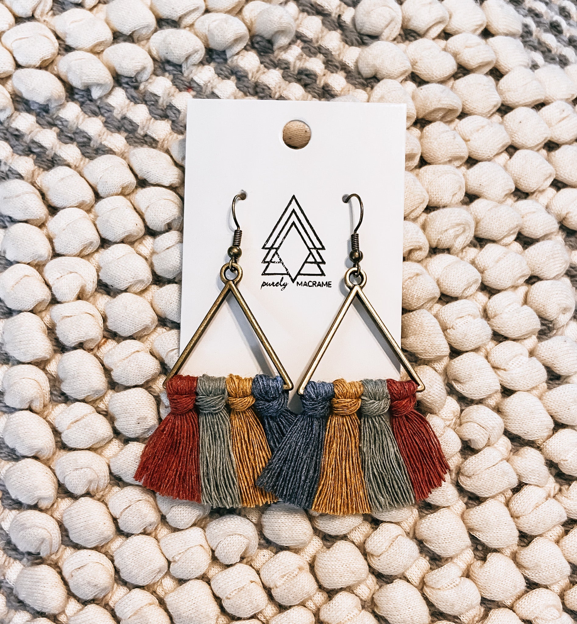 Colorful Macrame Triangle Earrings - Lead and Nickel Free, Lightweight Bijou Her