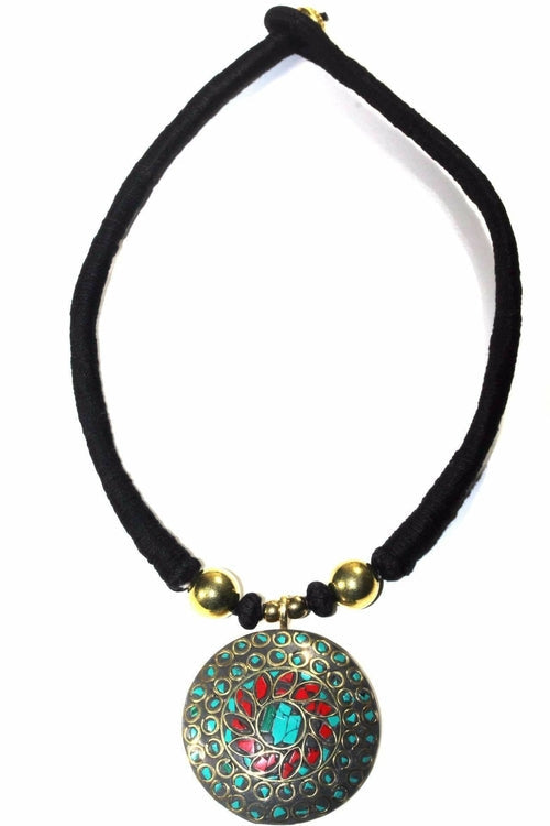 Colorful Mosaic Medallion Necklace - Handmade Boho Jewelry for Women Bijou Her