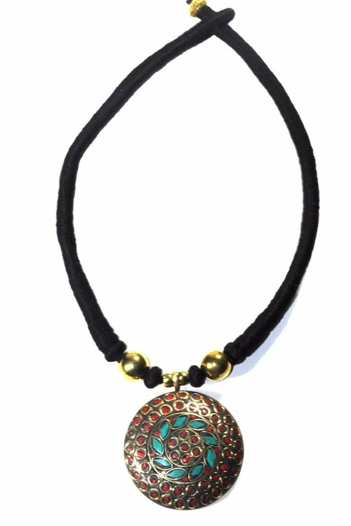 Colorful Mosaic Medallion Necklace - Handmade Boho Jewelry for Women Bijou Her