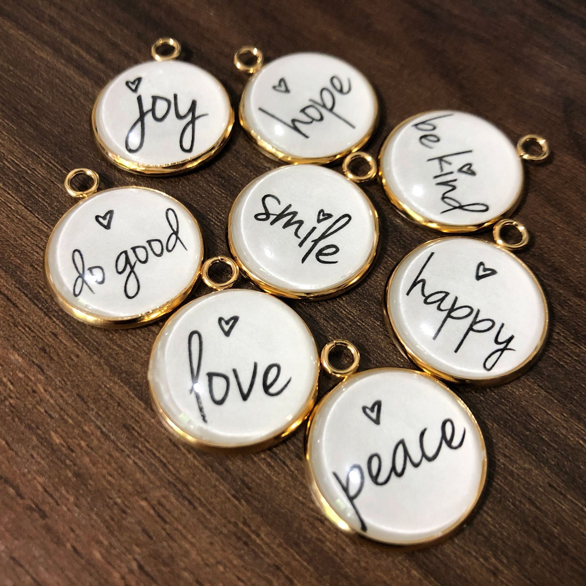 Colorful Positivity & Heart Charms Set - Spread Joy, Love, and Hope Bijou Her
