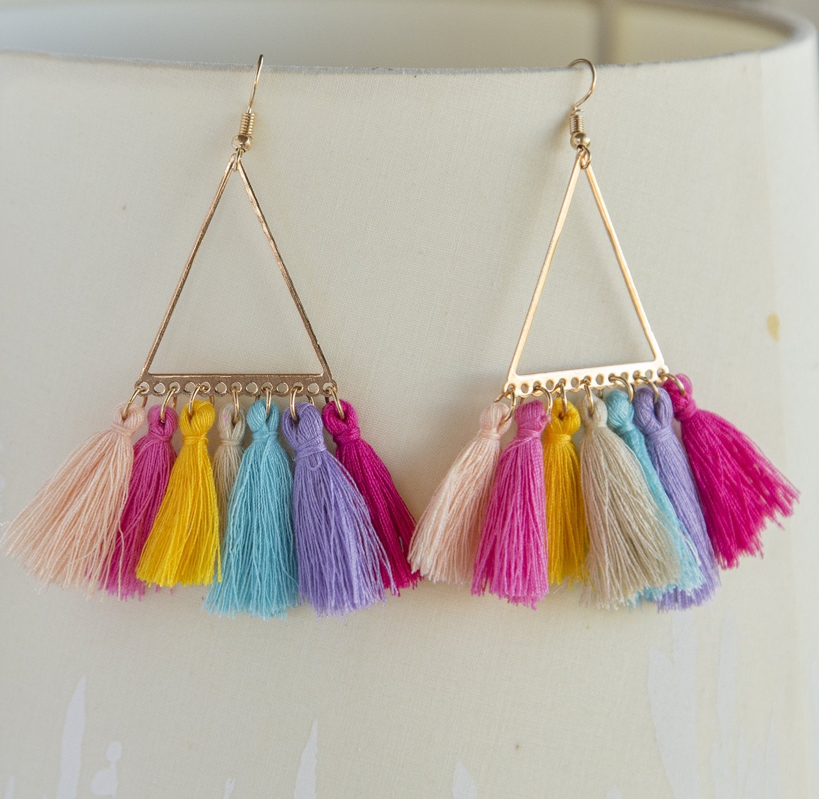 Colorful Rainbow Tassel Hoop Earrings for Summer Fashion Jewelry Bijou Her