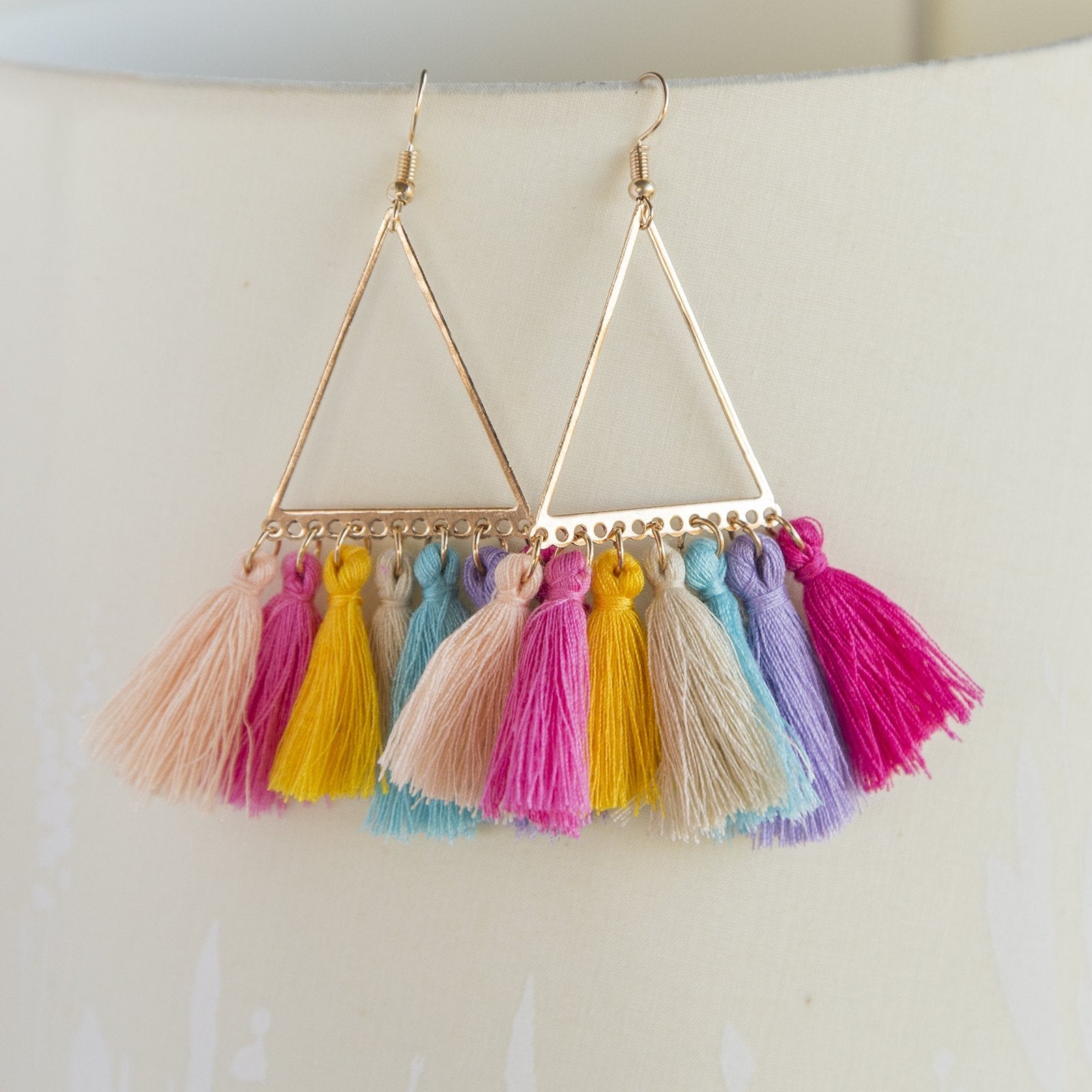 Colorful Rainbow Tassel Hoop Earrings for Summer Fashion Jewelry Bijou Her