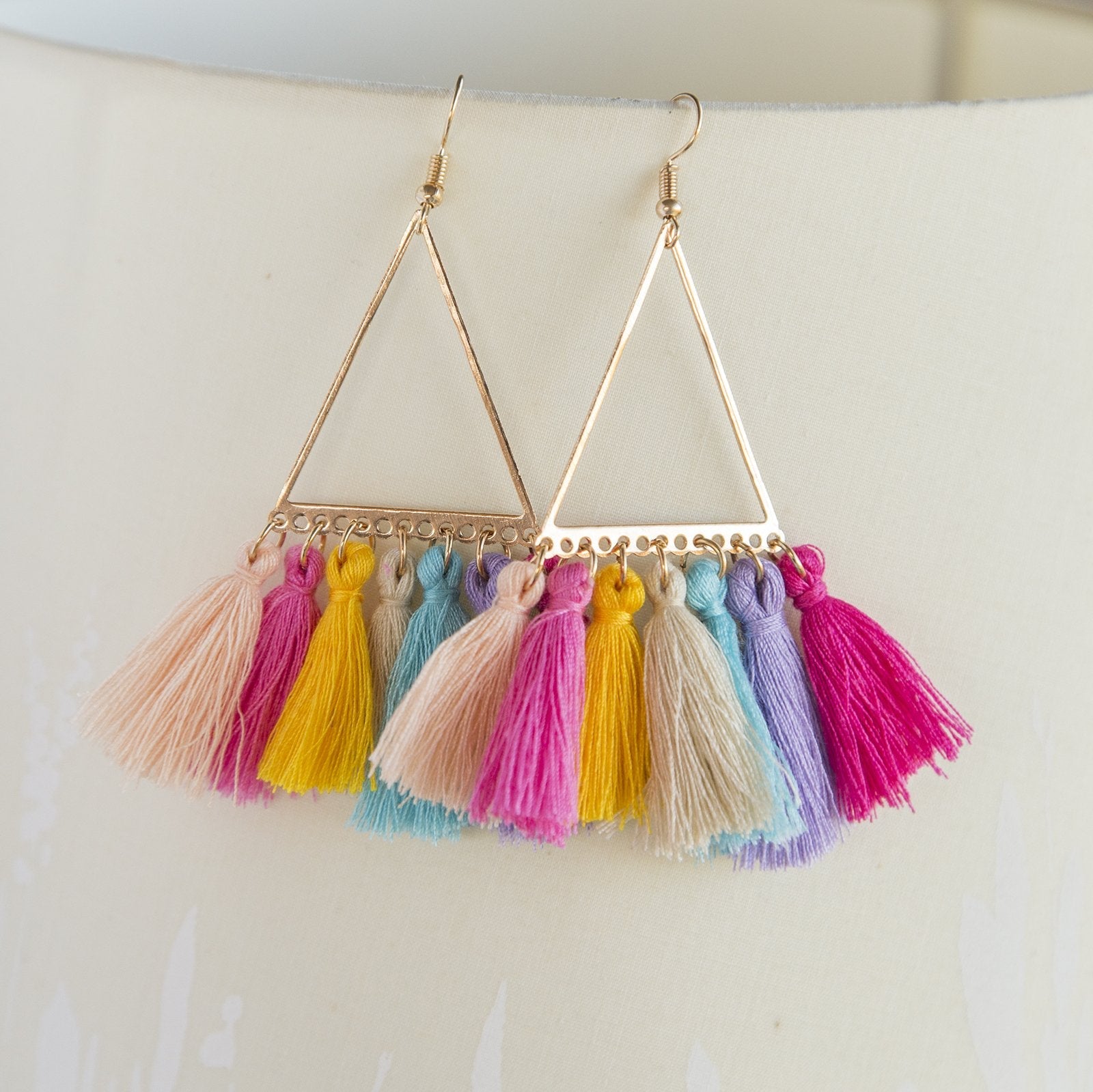 Colorful Rainbow Tassel Hoop Earrings for Summer Fashion Jewelry Bijou Her