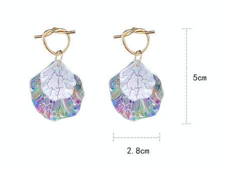 Colorful Shell Earrings - Alloy, S925 Silver, Acrylic - 2.8cm x 5cm - 5.6g - Fashion Accessory Bijou Her