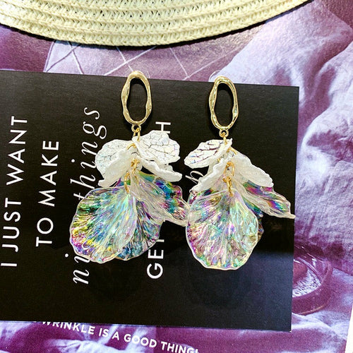 Colorful Shell Earrings - Alloy, S925 Silver, Acrylic - 2.8cm x 5cm - 5.6g - Fashion Accessory Bijou Her