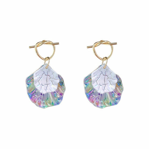 Colorful Shell Earrings - Alloy, S925 Silver, Acrylic - 2.8cm x 5cm - 5.6g - Fashion Accessory Bijou Her