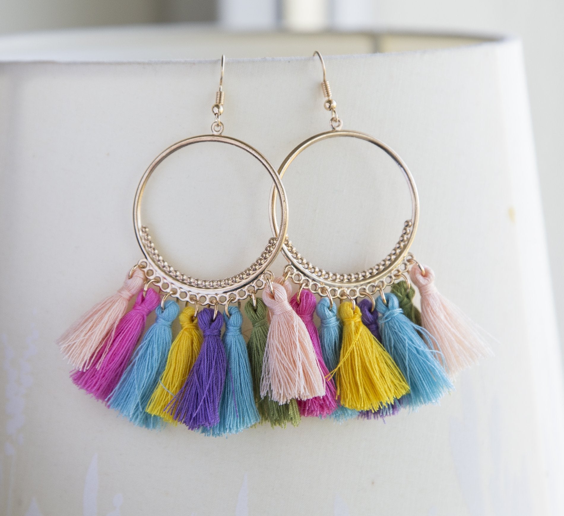 Colorful Tassel Hoop Earrings for Summer Fashion Jewelry Bijou Her