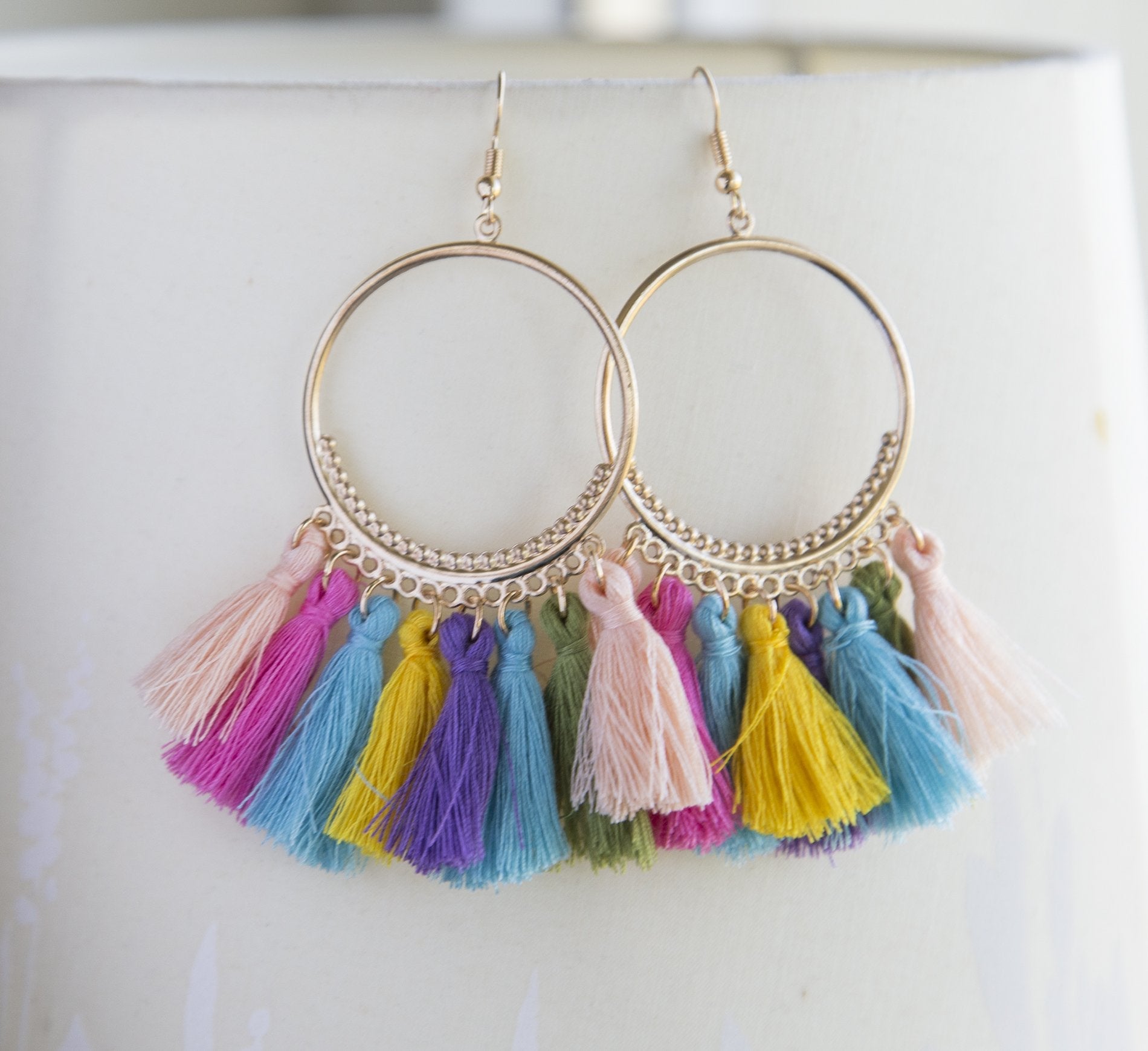 Colorful Tassel Hoop Earrings for Summer Fashion Jewelry Bijou Her