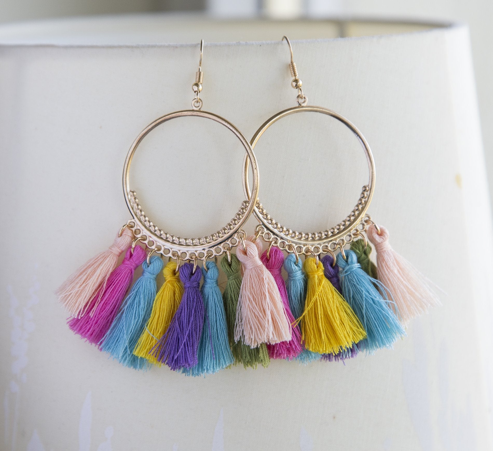 Colorful Tassel Hoop Earrings for Summer Fashion Jewelry Bijou Her