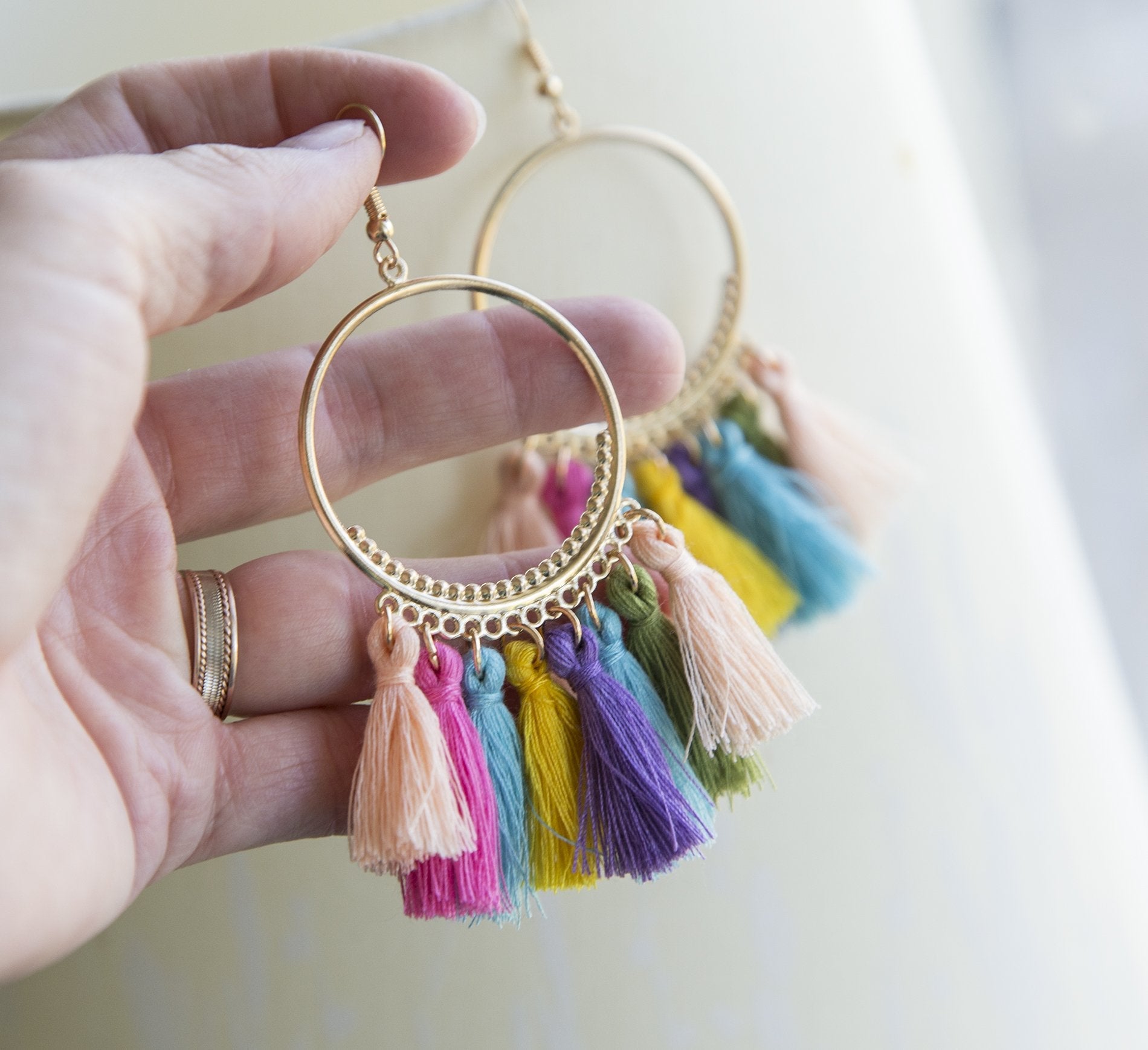 Colorful Tassel Hoop Earrings for Summer Fashion Jewelry Bijou Her