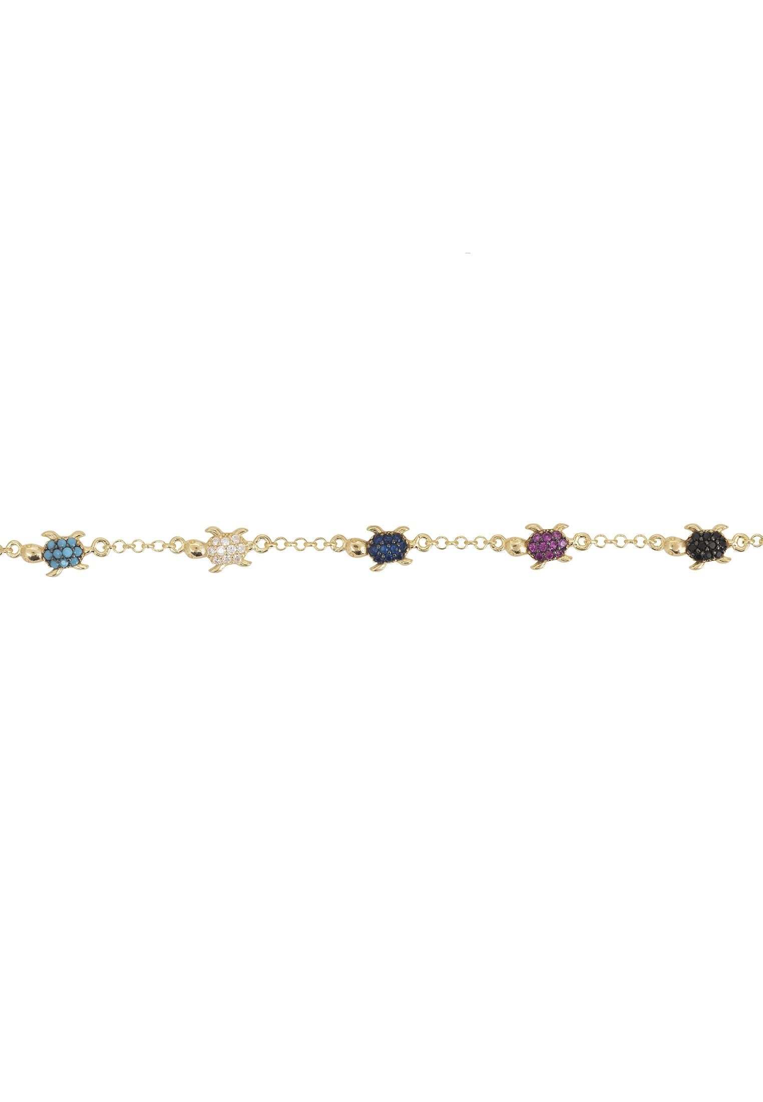 Colorful Turtle Bracelet with Zirconia Stones - Symbol of Good Fortune and Longevity, Sterling Silver and Gold Plated Jewelry for Women Bijou Her