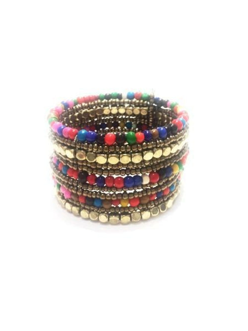 Colorful Two-Toned Pharaoh's Beaded Choker Necklace Bijou Her