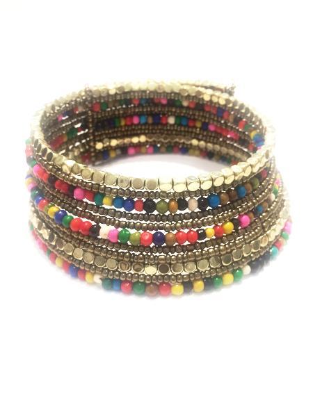 Colorful Two-Toned Pharaoh's Beaded Choker Necklace Bijou Her