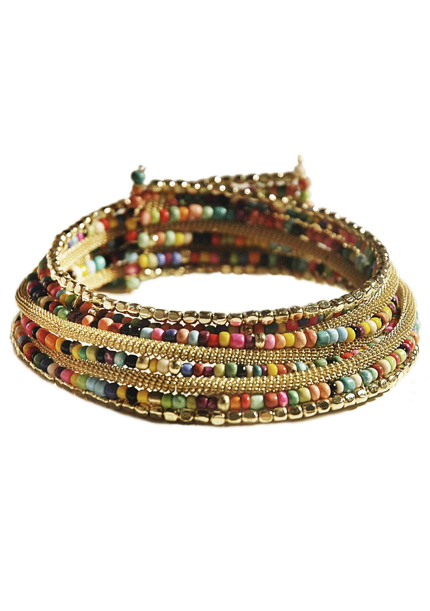 Colorful Two-Toned Pharaoh's Beaded Choker Necklace Bijou Her