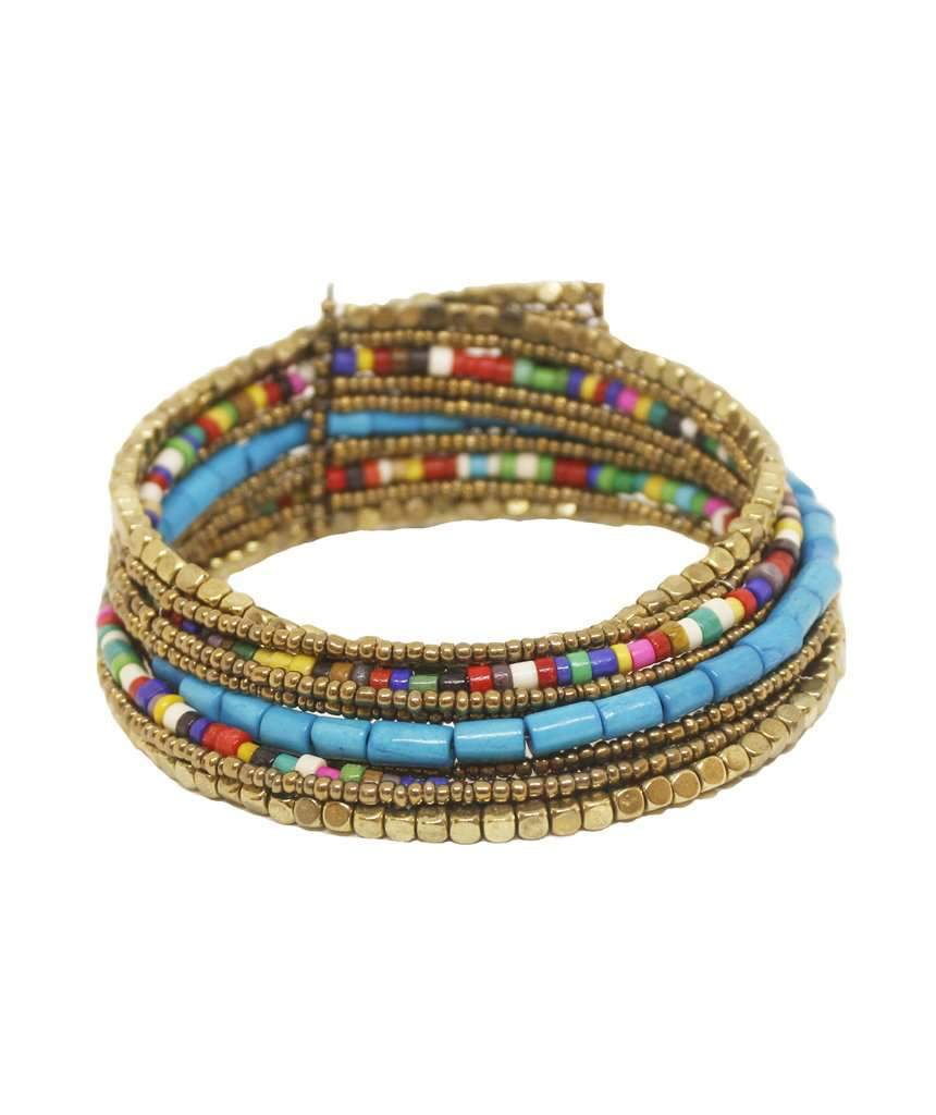 Colorful Two-Toned Pharaoh's Beaded Choker Necklace Bijou Her