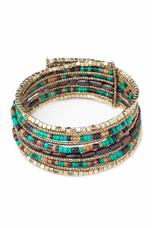 Colorful Two-Toned Pharaoh's Beaded Choker Necklace Bijou Her