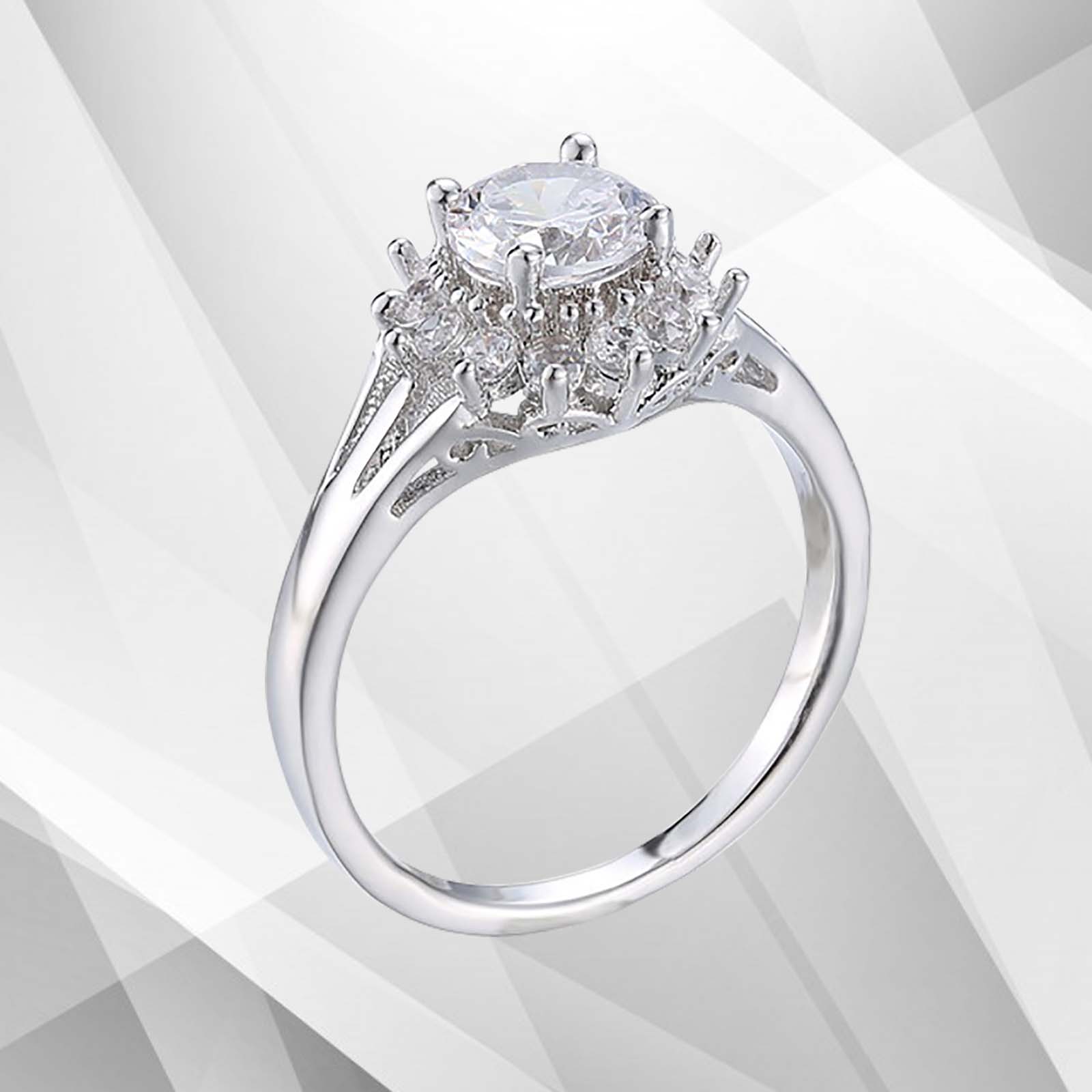 Contemporary Cushion Halo Prong Settings Women Engagement Ring - 1.80Ct Cambodian CZ Diamond, Brass, 9Ct White Gold Over - NDA11 Bijou Her