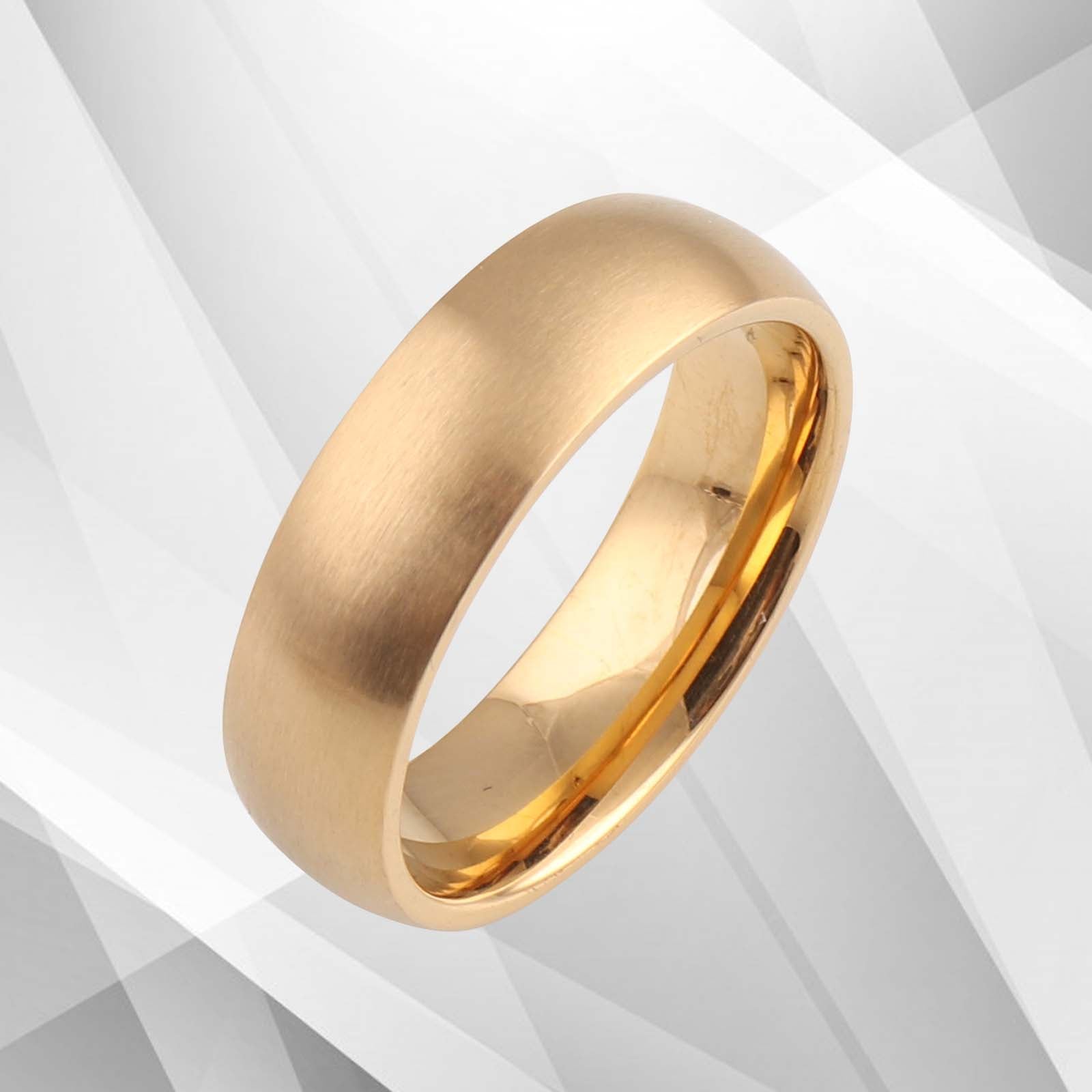Contemporary Men's Titanium Wedding Band Ring - 18Ct Yellow Gold Plated, 7mm Wide D-Shape Comfort Fit, Handmade Bijou Her