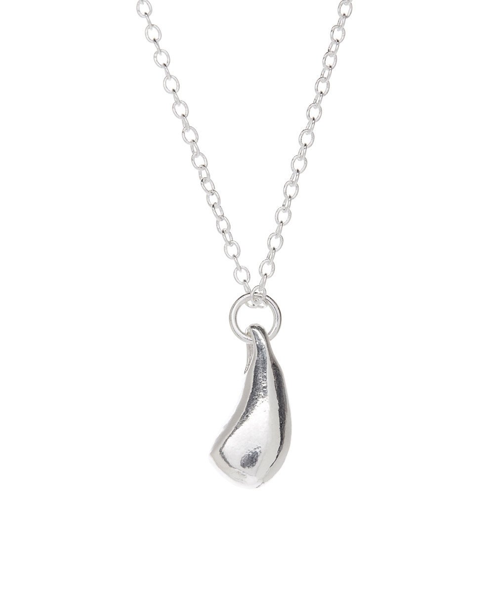 Contemporary Silver Teardrop Pendant Necklace for Women - Elegant 925 Sterling Silver Chain Jewelry Bijou Her