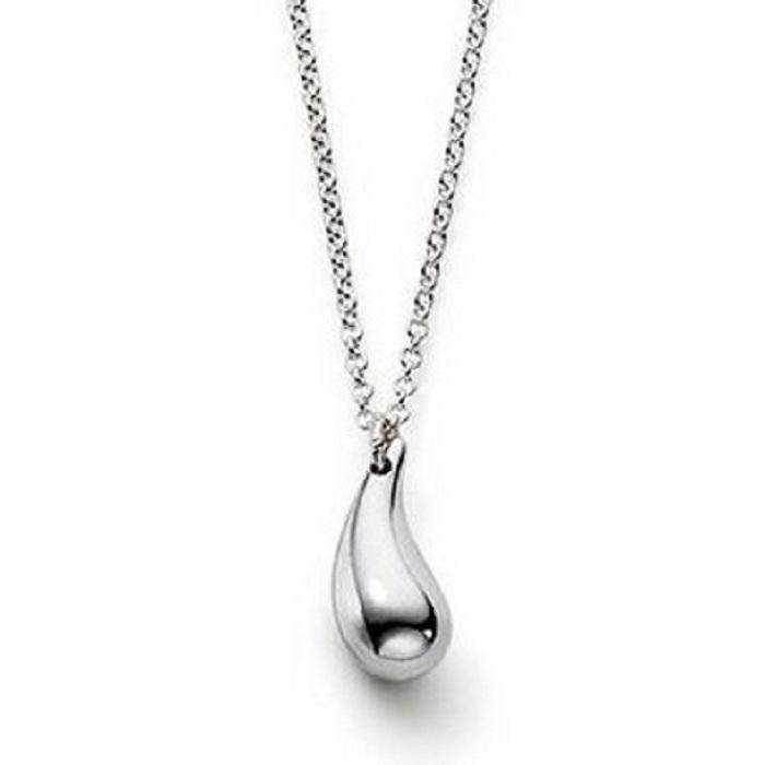 Contemporary Silver Teardrop Pendant Necklace for Women - Elegant 925 Sterling Silver Chain Jewelry Bijou Her