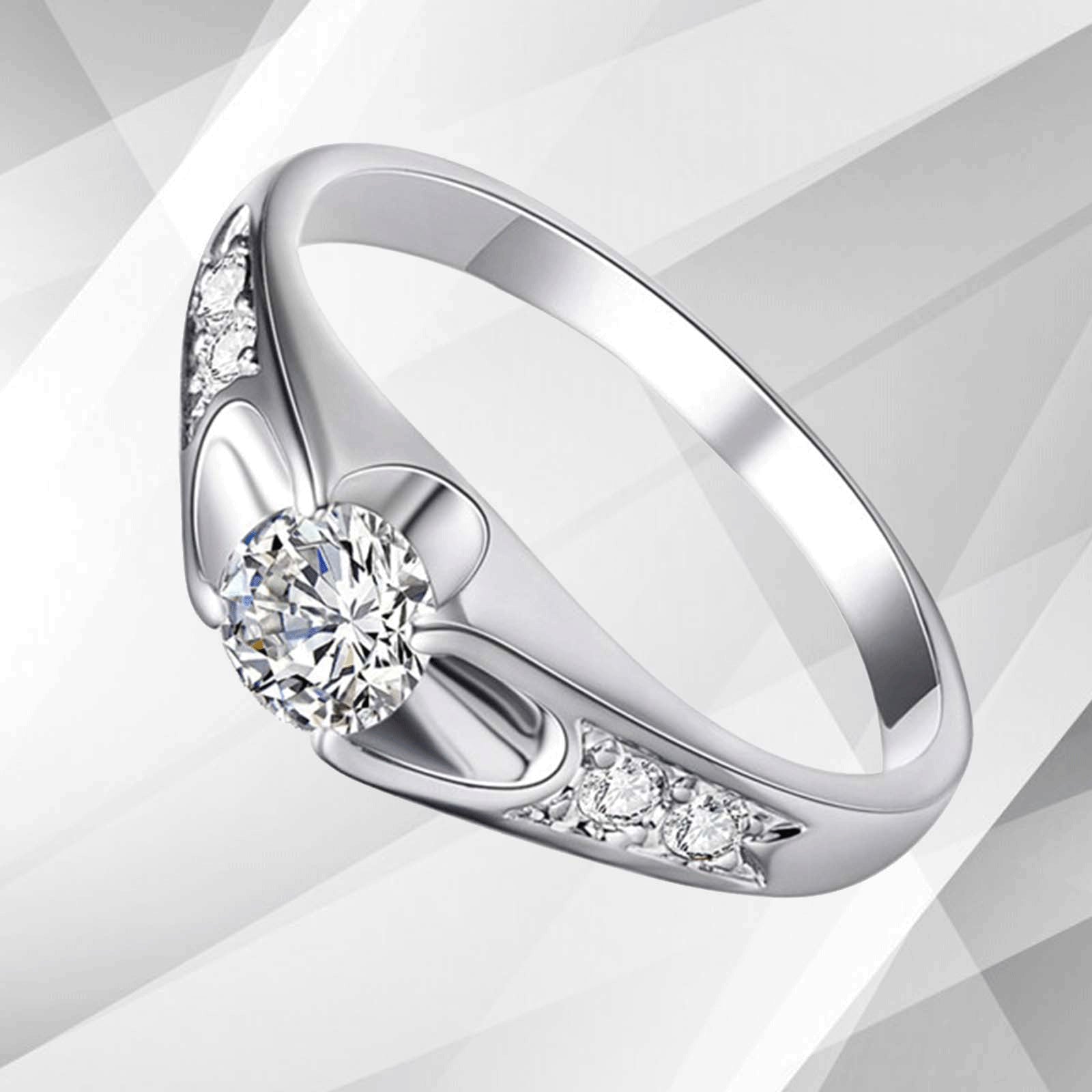 Contemporary Women's Engagement Ring - 1.80Ct CZ Diamond, 18Ct White Gold - Free Worldwide Shipping Bijou Her
