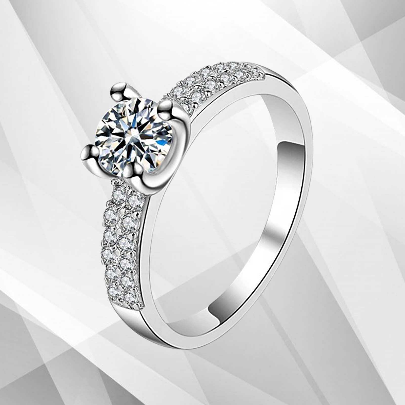 Contemporary Women's Engagement Ring - 2.50Ct CZ Diamond, White Gold Plated Brass, Hypoallergenic, Free Shipping Bijou Her