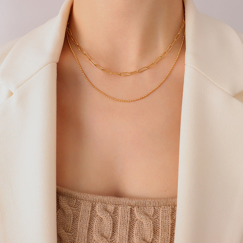 Cool And Simple Titanium Steel Plated 18K Real Gold Necklace Bijou Her