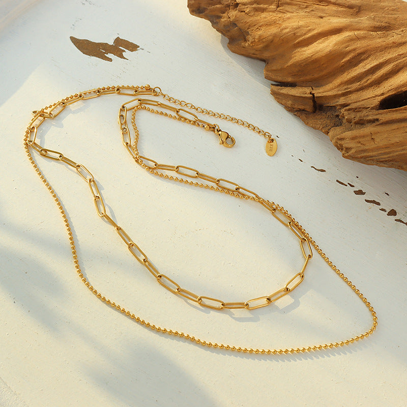 Cool And Simple Titanium Steel Plated 18K Real Gold Necklace Bijou Her