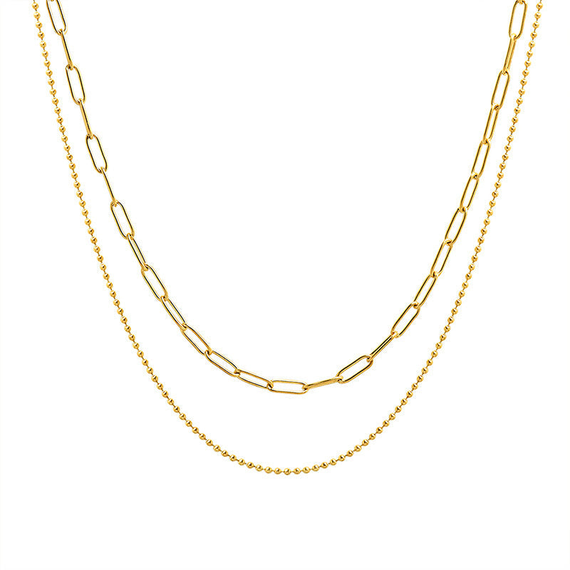 Cool And Simple Titanium Steel Plated 18K Real Gold Necklace Bijou Her