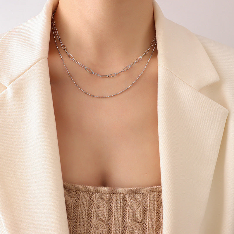 Cool And Simple Titanium Steel Plated 18K Real Gold Necklace Bijou Her