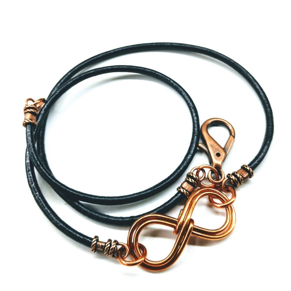 Copper Double Infinity Leather Wrap Bracelet for Men and Women - Handcrafted in Montana Bijou Her