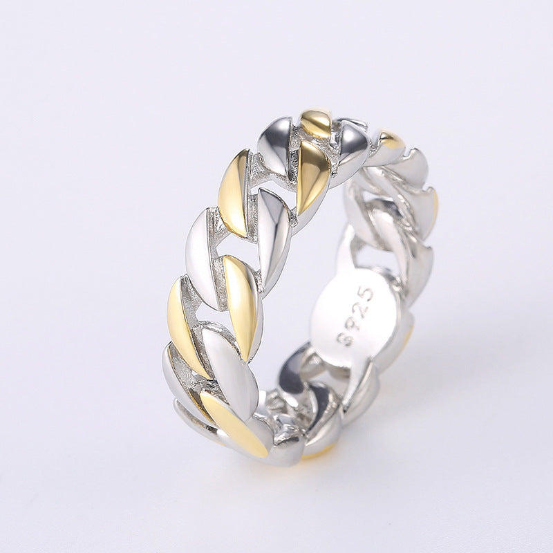 Copper Plated Two-color Chain Ring Bijou Her