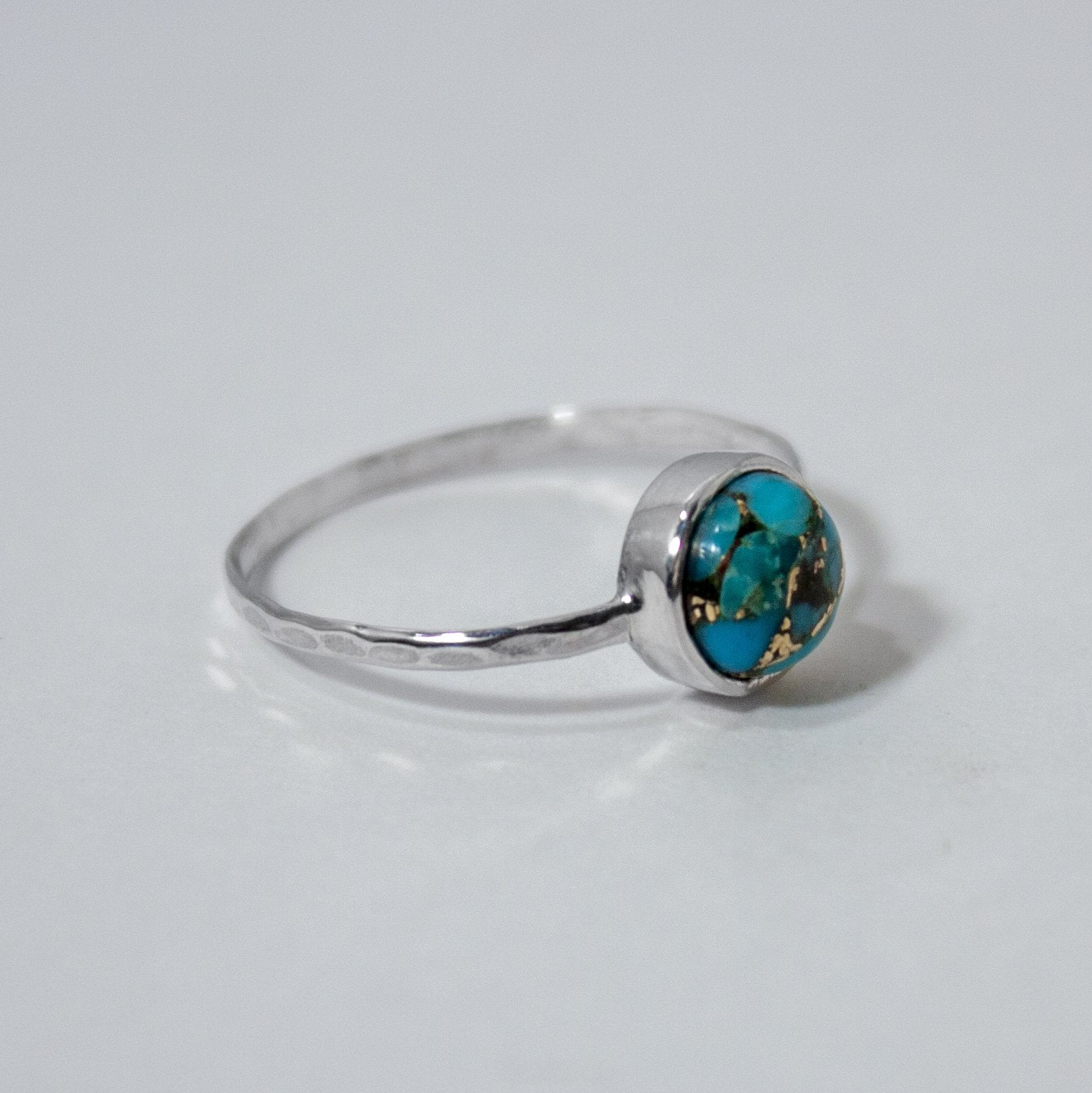 Copper Turquoise Bezel Ring in Sterling Silver - Minimal and Dainty Bijou Her