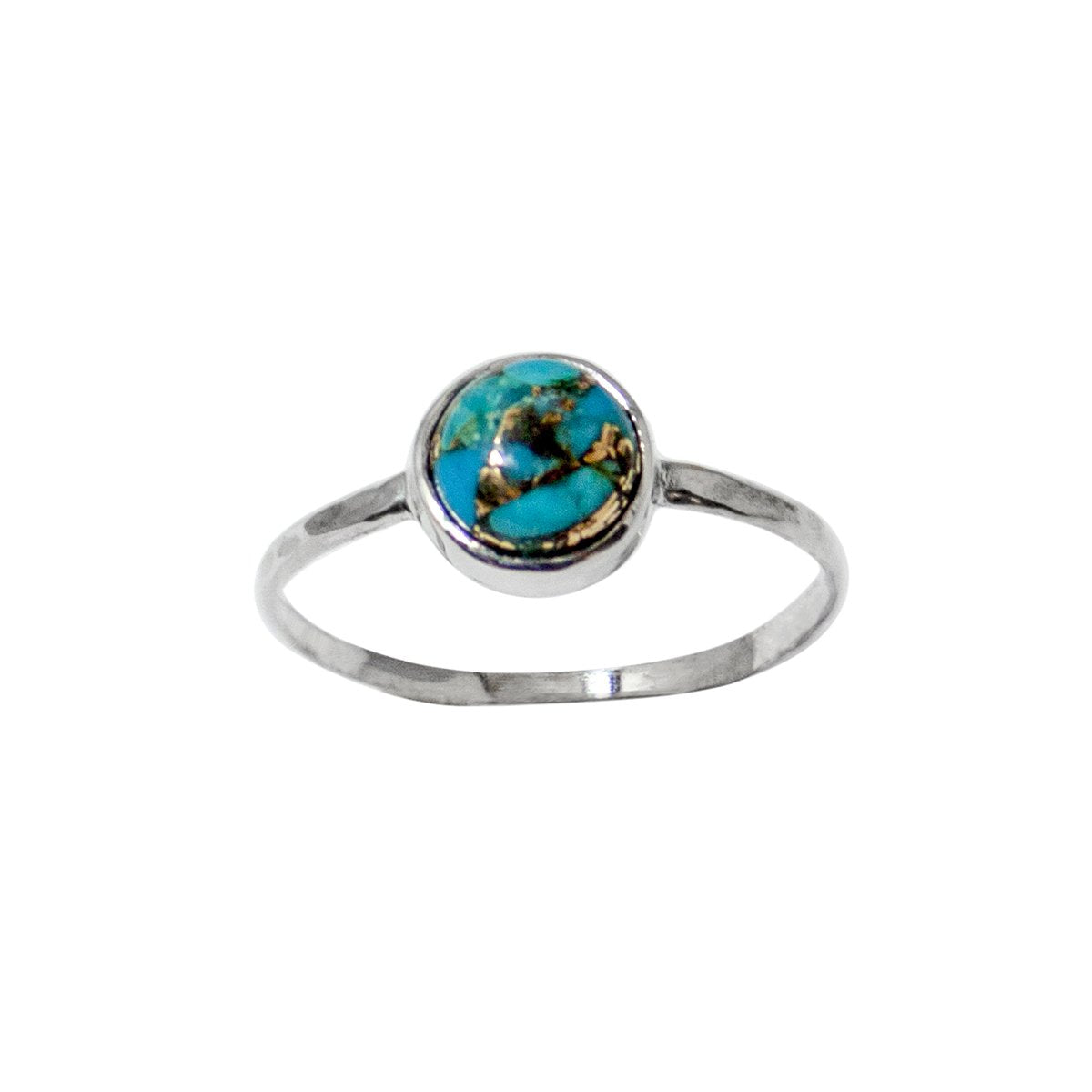 Copper Turquoise Bezel Ring in Sterling Silver - Minimal and Dainty Bijou Her