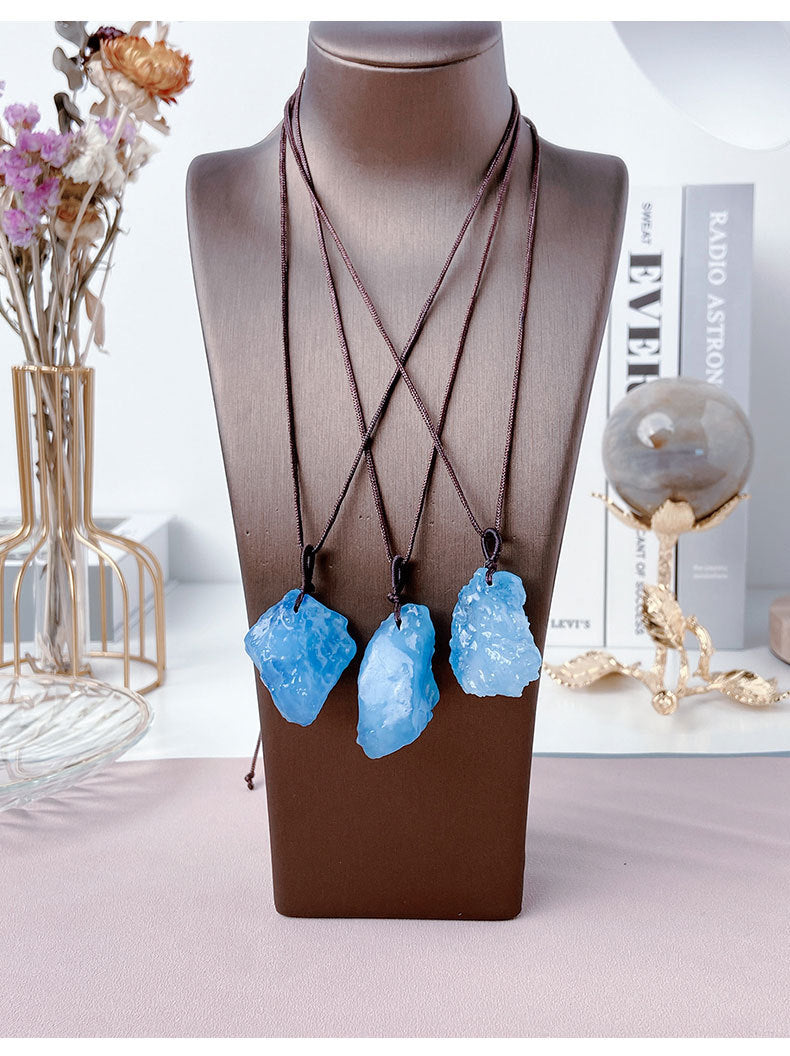 Crystal Original Stone Pendant Hand-woven Hanging Sweater Necklace Decorative Ornaments Bijou Her