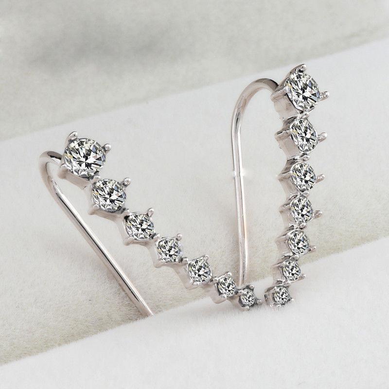 Cubic Zirconia Ear Crawlers - High-Quality Zinc Alloy, 2 Earrings/Set, Easy to Wear Bijou Her