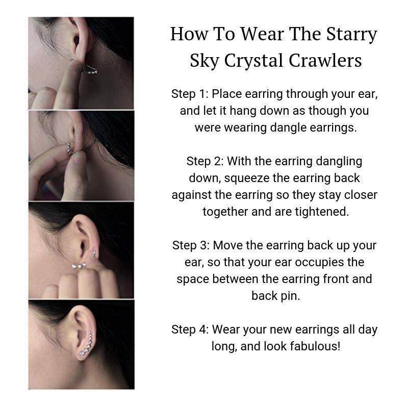 Cubic Zirconia Ear Crawlers - High-Quality Zinc Alloy, 2 Earrings/Set, Easy to Wear Bijou Her