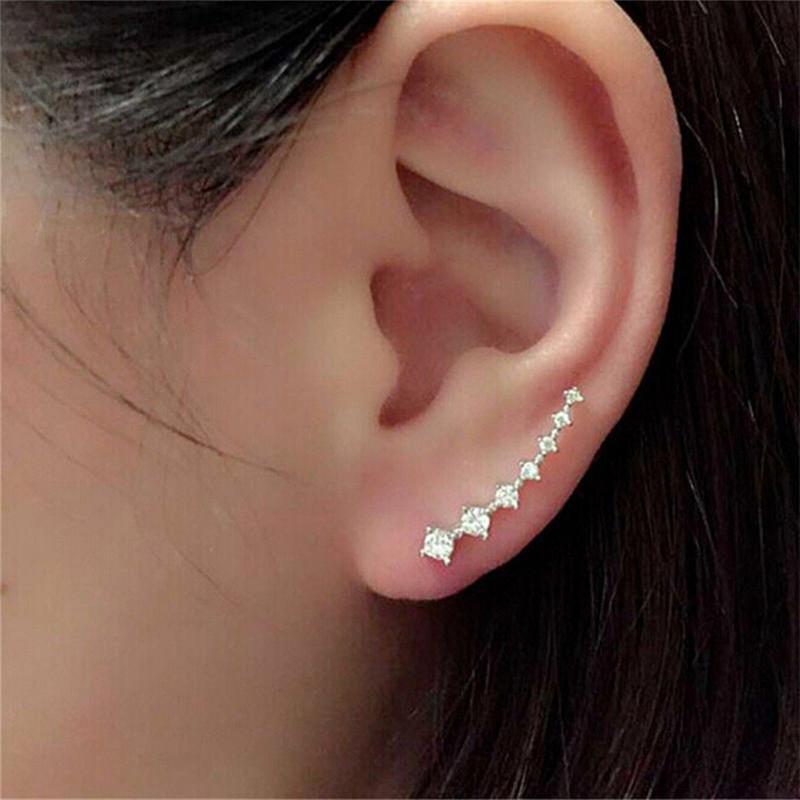 Cubic Zirconia Ear Crawlers - High-Quality Zinc Alloy, 2 Earrings/Set, Easy to Wear Bijou Her
