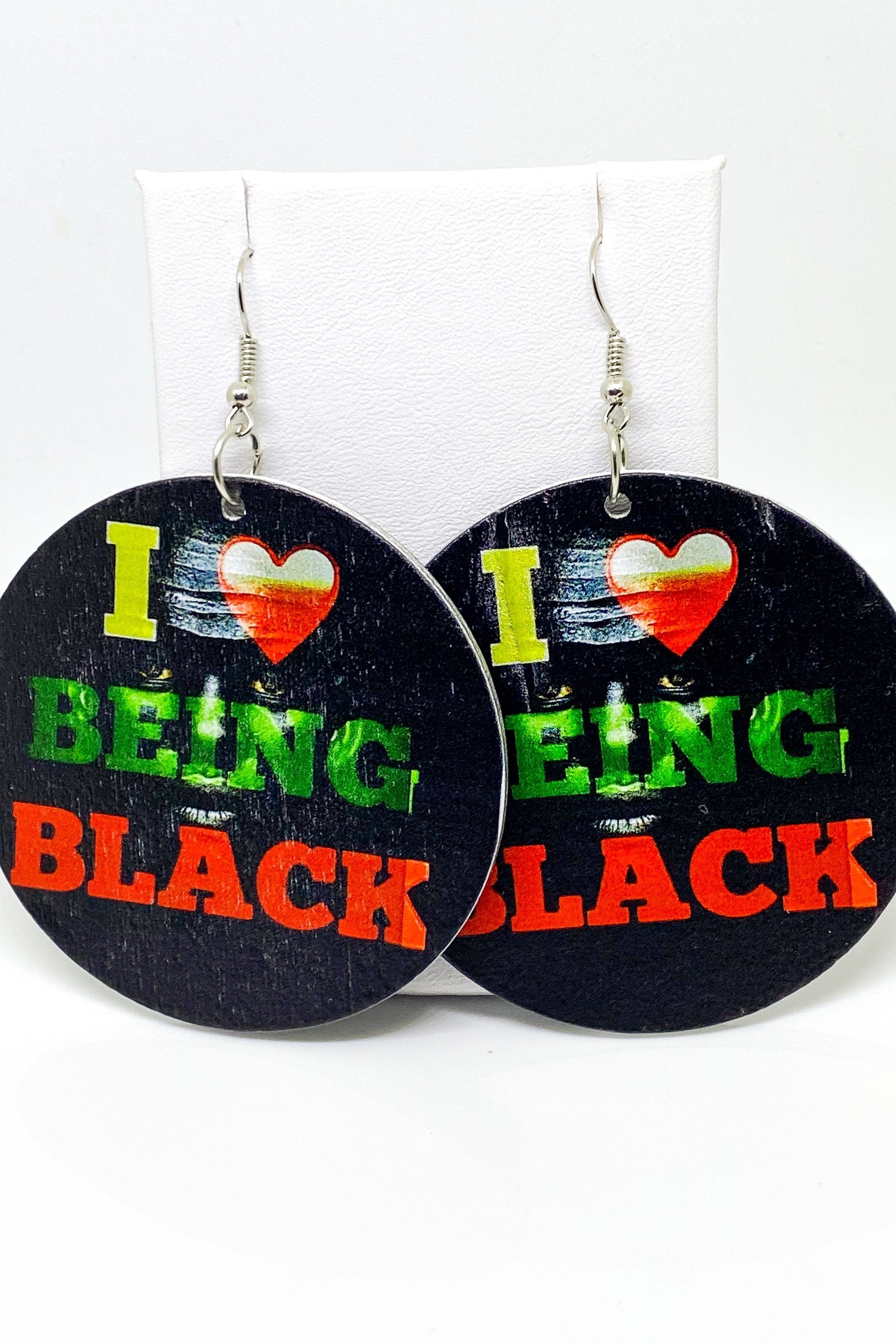 Cultural Hoop Earrings - Black, Green, Red Wood Circle Statement Jewelry Bijou Her