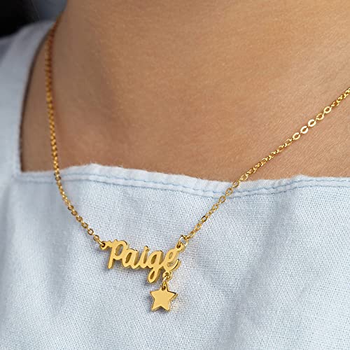 Custom Name Necklace for Kids - Sterling Silver or 18K Gold Plated with Cute Charms - Perfect Toddler Gift or Baby Shower Present Bijou Her