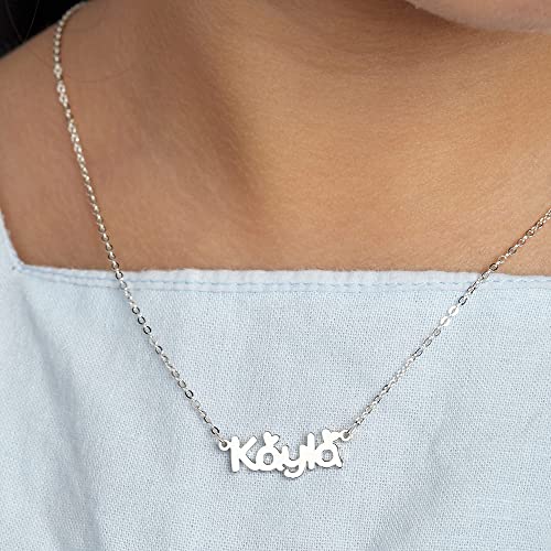 Custom Name Necklace for Kids - Sterling Silver or 18K Gold Plated with Cute Charms - Perfect Toddler Gift or Baby Shower Present Bijou Her