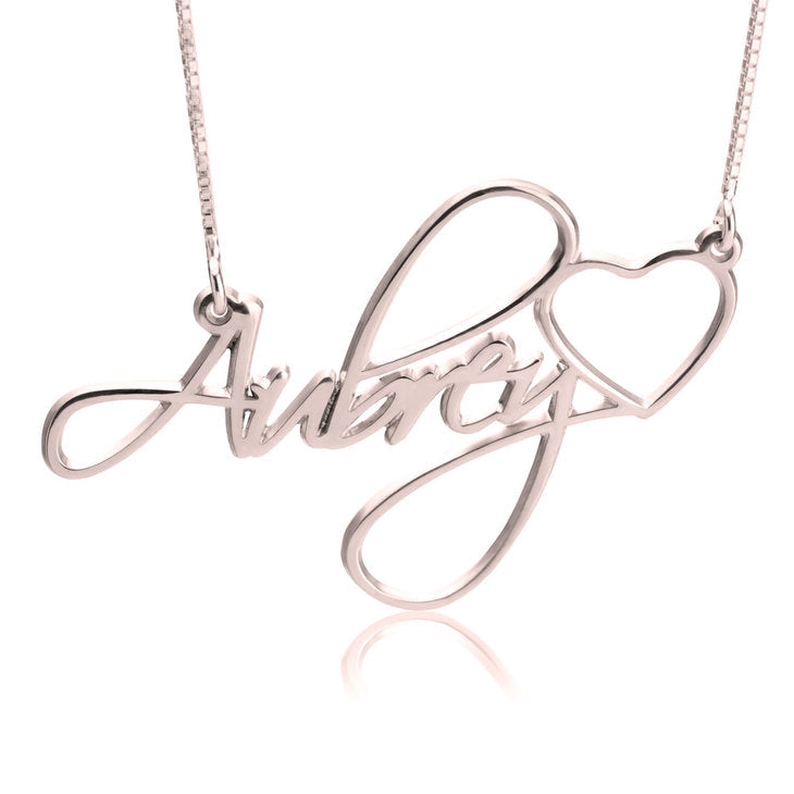 Custom Name Necklace with Heart - Sterling Silver, Gold, Rose Gold | Up to 8 Letters Bijou Her