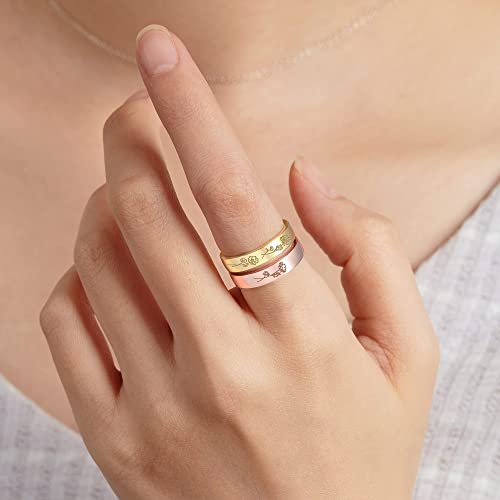 Customizable Birth Month Flower Ring - Sterling Silver & 18K Gold-Plated Band with Up to 5 Flowers Bijou Her
