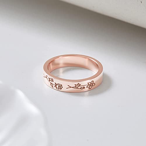 Customizable Birth Month Flower Ring - Sterling Silver & 18K Gold-Plated Band with Up to 5 Flowers Bijou Her
