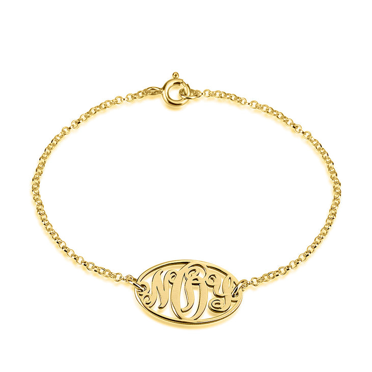 Customizable Dainty Monogram Bracelet in Sterling Silver, Gold, and Rose Gold - Hypoallergenic Gift Idea Bijou Her